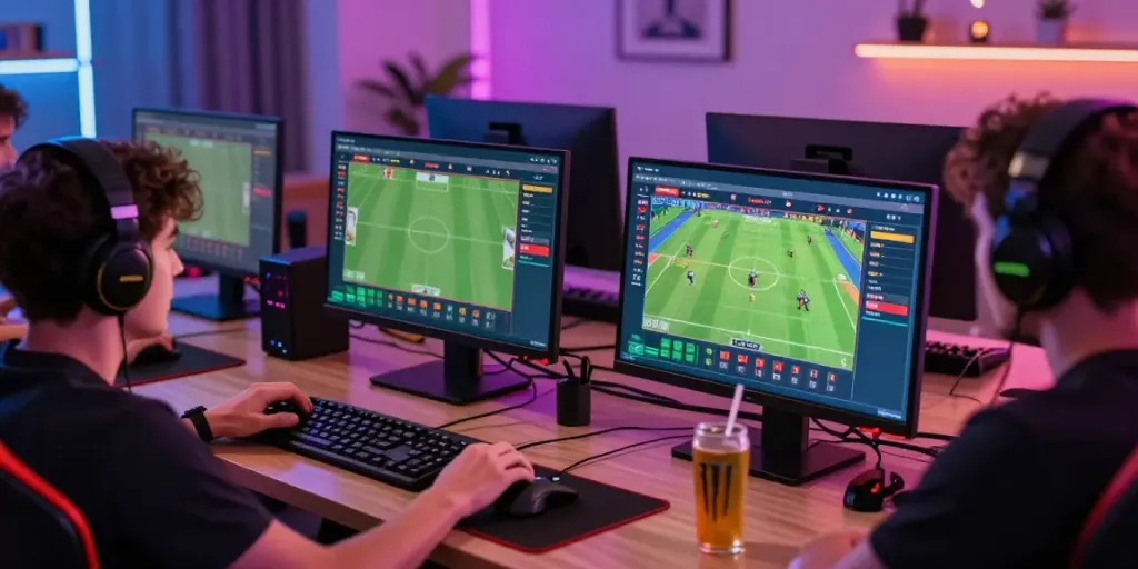 Exciting man88 online gaming experience in a modern home office.